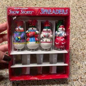 🔥 Clearance NIP Boston Warehouse “Snow Sports”’Spreaders Whimsical Snowman set